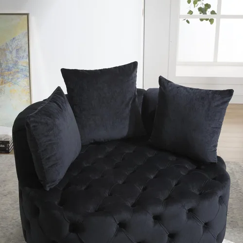 Vista 4 de HomSof Silla de acento de terciopelo Chaise Lounge Silla de ocio interior Barrel Sofá moderno Lounge Club Silla redonda