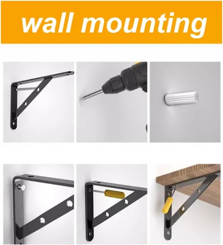 Vista 8 de 2 soportes para estanterías de Pared Blanco Negro Escuadra Metálica para Baldas 150 200 250 300 350 Soporte de Estante Triangular de Bricolaje