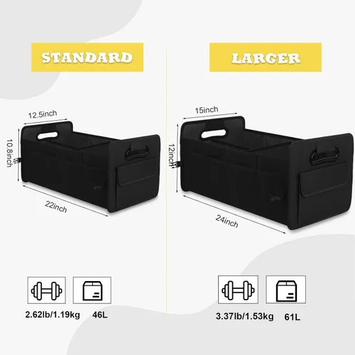 Vista 2 de JiatuA - Organizador para maletero de vehículo, caja de almacenamiento plegable con múltiples compartimentos; accesorio ajustable para automóvil