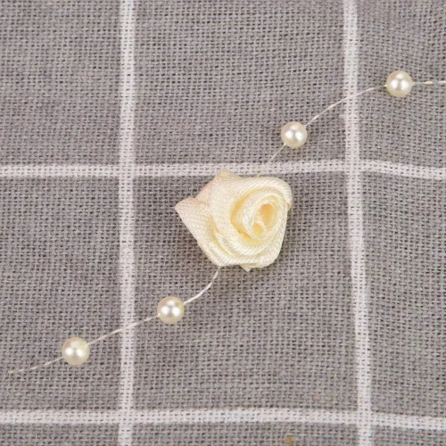 Vista 5 de 32.8 ft/roll Rose Artificial Pearl Wire Beads Garland String Wedding Pearl Bead Garland Cuerda Decoración (Beige)