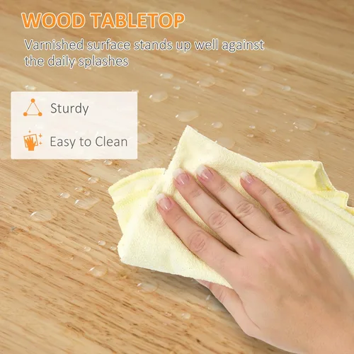 Vista 5 de HOMCOM Carrito de isla de cocina rodante, carrito de servicio de bar, carrito compacto con ruedas con parte superior de madera, estantes y cajones