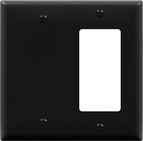 ENERLITES Combination Decorator - Placa de pared basculante y salida en blanco, tamaño estándar, cubierta de interruptor de luz de 2 cuadras, 4.50 x