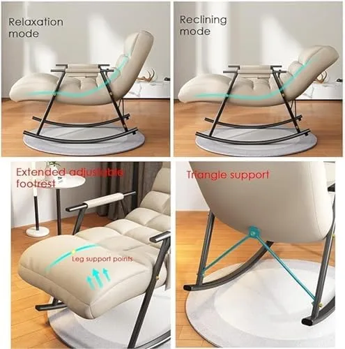 Vista 6 de Adjustable Reclining Rocking Chair with Soft Cushion Pocketed Design for Living Room and Bedroom Ergonomic Comfort and Support Perfect for