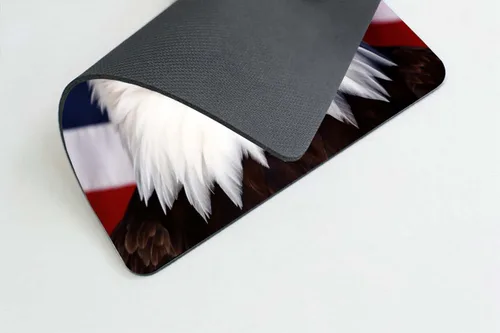 Vista 4 de Smooffly Alfombrilla de mouse de goma antideslizante con bandera de águila americana, alfombrilla de mouse rectangular para computadoras