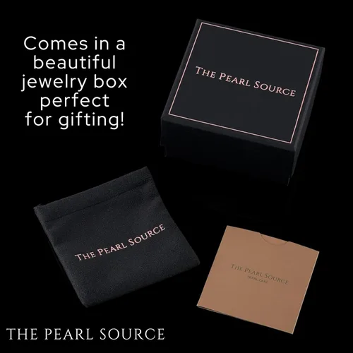 Vista 8 de The Pearl Source Collar con colgante Aria de oro de 14 quilates con perlas cultivadas Akoya blancas y diamantes para mujer