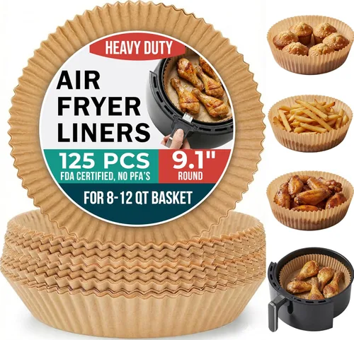 Vista 13 de Cathy Yoder's - Forros redondos para freidora de aire, 125 forros para freidora de aire de 6.3 pulgadas, desechables redondos, 2-5 cuartos de galón