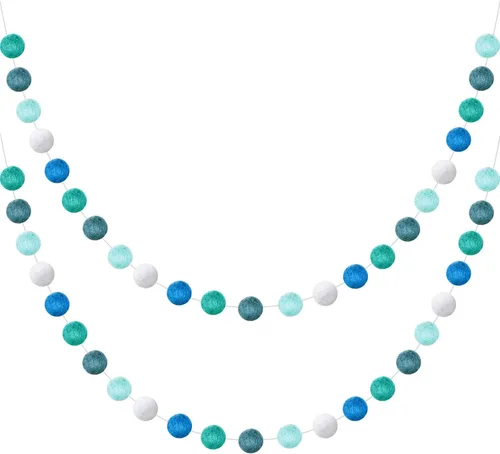 Vista 9 de Boao 2 piezas de guirnalda de bolas de fieltro de lana 198 cm 24 bolas de pompón de invierno, guirnaldas colgantes para decoración de pared, aula