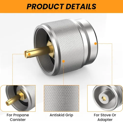 Vista 3 de 2 adaptadores de estufa de campamento, adaptador de recipiente de GLP, entrada de tanque de propano de 1 libra, EN417, adaptador de salida