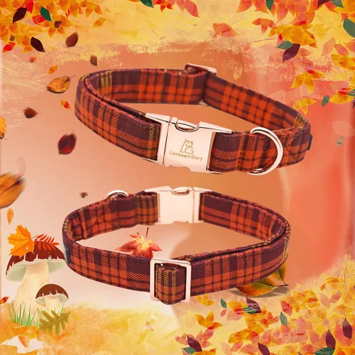 Vista 5 de Lionheart glory Collar de perro de otoño con lazo a cuadros, collar de perro con lazo, collar de perro para mascotas, collar de perro, lazos