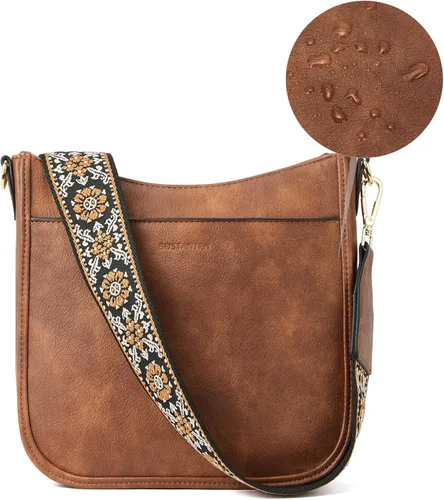Vista 6 de BOSTANTEN - Bolsos bandolera para mujer, de cuero vegano moderno, estilo hobo, con correa ancha para el hombro