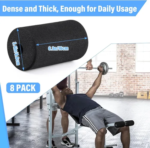 Vista 3 de Deekin Juego de 8 almohadillas de espuma para pies, rodillos de espuma de alta densidad para máquinas de ejercicio de gimnasio, reemplazos
