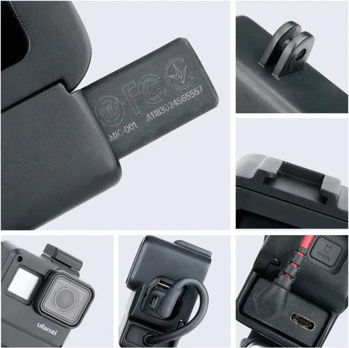 Vista 5 de V2 - Carcasa para vlogging con micrófono, soporte para zapata fría, compatible con GoPro Hero 7 6 5, adaptador de audio de micrófono, accesorios