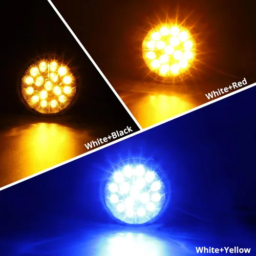 Vista 3 de Partsam 1 luz de sandía de doble revolución, ámbar 17 luces LED intermitente/marcador a luz auxiliar azul, luces subterráneas compatibles