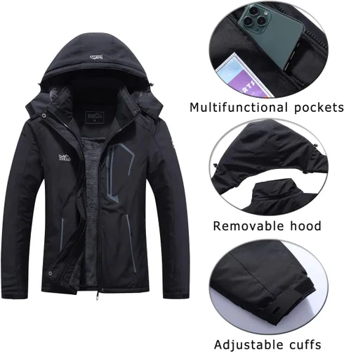 Vista 6 de Pooluly - Chaqueta de invierno para esquísnowboard para mujer, con capucha, impermeable, rompeviento