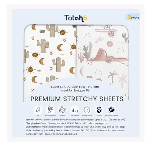 Vista 12 de TotAha Sábanas elásticas de alta calidad para moisés para bebé, sábanas cómodas y sedosas para cuna de 18 x 36 pulgadas para colchón ovalado
