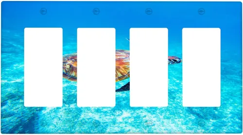 Vista 13 de Placa de interruptor de luz de tortuga marina de 1 banda, placa de pared basculante individual, placa decorativa eléctrica GFCI para decoración