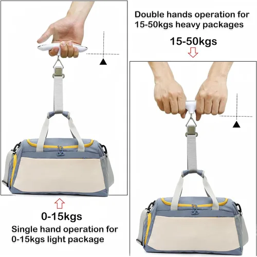 Vista 4 de Báscula de viaje digital recargable con correa para equipaje y maleta, peso máximo de hasta 110 libras110.2 lbs y diseño de pantalla LCD, puerto USB
