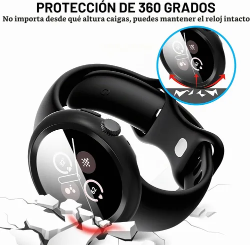 Vista 5 de Suoman Paquete de 3 fundas para Google Pixel Watch 3/2/1 de 1.614 pulgadas, [antiarañazos] protector de pantalla de vidrio templado 9H + cubierta