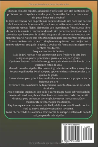 Vista 2 de Libro de recetas ricas en proteínas para freidora de aire Recetas rápidas y saludables para fortalecer, perder grasa y comer sano
