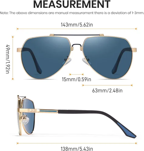 Vista 6 de Cyxus Gafas de sol polarizadas de aviador para hombre, lentes de espejo clásicos, protección UV