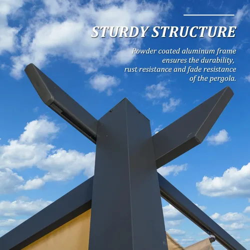 Vista 3 de Domi - Toldo de pérgola para exteriores de 9 x 13 pies con parasol retráctil, marco de aluminio resistente a la intemperie para patio, patio