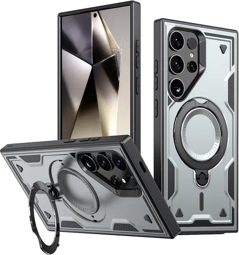 Vista 9 de Funda para Samsung S25 Ultra, ShockArmor de grado militar, soporte, red mag, delgada, resistente a los arañazos, recortes precisos, agarre Negro