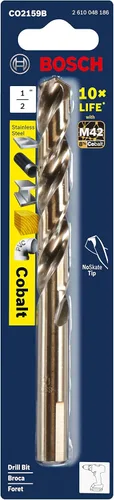 Vista 2 de BOSCH CO2159B - Broca de metal de cobalto M42 de 1 pieza de 1/2 pulgada x 6 pulgadas con vástago de tres planos para aplicaciones de perforación