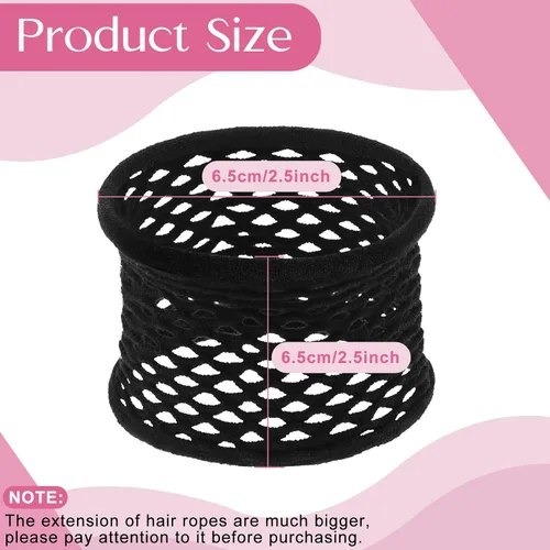 Vista 2 de Chuangdi 20 ligas grandes de algodón para el cabello, gruesas, huecas, elásticas, elásticas, deportivas, para cabello grueso y rizado (negro)