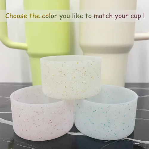 Vista 5 de Funda protectora de silicona con purpurina WORBSS para taza Stanley Cup H2.0 de 20, 30, 40 onzas y botella Hydro Flask de 18-24 onzas con cubierta