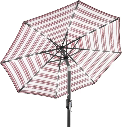 Vista 28 de Best Choice Products Solar Polyester LED Lighted Patio Umbrella w/Tilt Adjustment and UV-Resistant Fabric Gris niebla