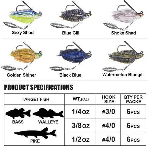 Vista 3 de Plantillas de natación para lubina, señuelos de pesca Swimbait Underspin Jigs 1/2 3/8 1/4 oz