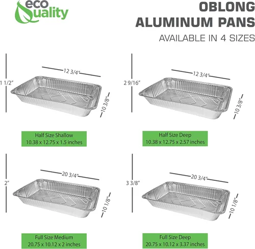 Vista 4 de Sartenes de aluminio de tamaño completo de alta resistencia para asar y mesa de vapor de 21 x 13 pulgadas, bandejas poco profundas para catering