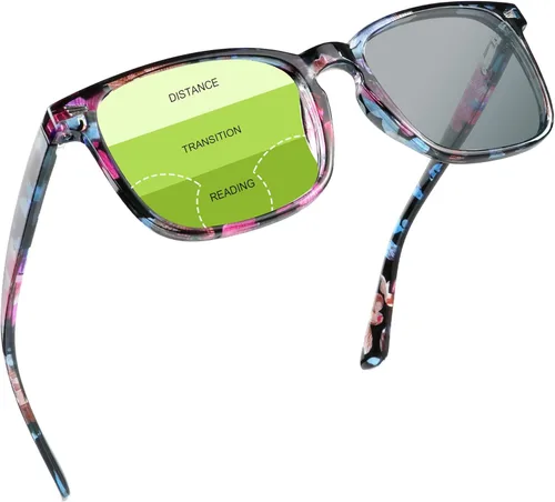Vista 15 de YEIN Gafas presbípicas multifocales progresivas, gafas de sol grises fotocrómicas, aumento de 0.00/+1.00 para hombres/mujeres