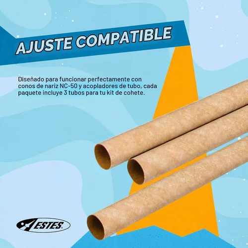 Vista 5 de Estes 3086 Paquete de 3 tubos de carrocería BT-50, suministros de construcción de cohetes modelo volador, accesorios de kit de modelo de cohete