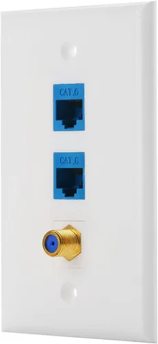 IBL -1 puerto Ethernet Cat6 y 1 placa de pared de puerto tipo F coaxial de cable chapado en oro (blanco)