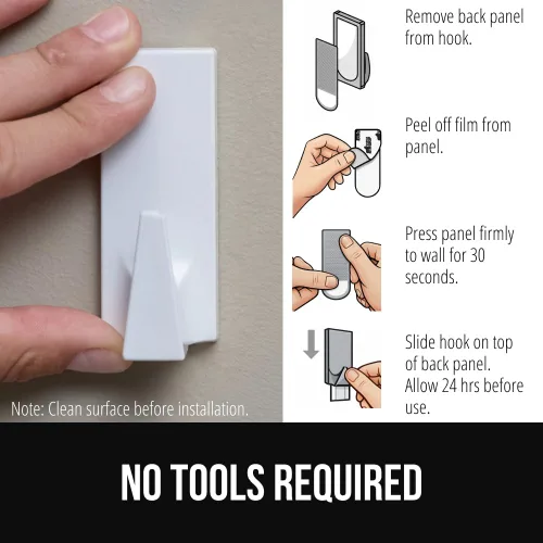 Vista 6 de GORILLA GRIP Ganchos de pared reutilizables resistentes para colgar, fácil de instalar, se pegan en el gancho adhesivo extraíble, sin daños
