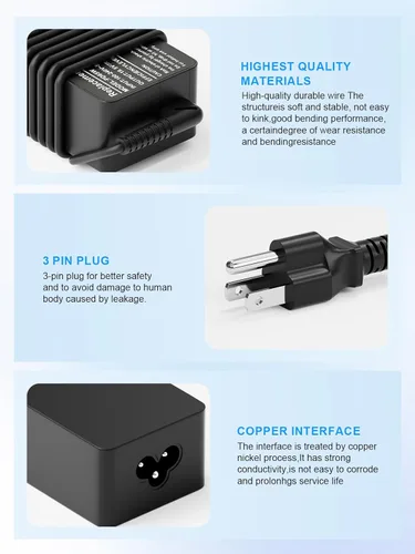 Vista 5 de Adaptador de corriente AC USB C de 65W para NOCO Boost X Series GBX45 GBX55 GBX75 GBX155 Cable de alimentación para arrancador portátil
