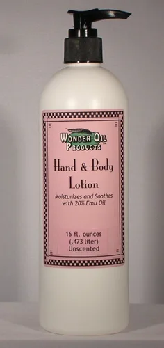 16 onzas líquidas 20% aceite de emú loción para manos y cuerpo sin perfume
