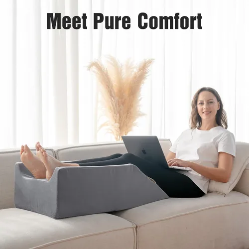 Vista 7 de LightEase Almohada de cuña doble para piernas poscirugía, rodilla, tobillo, almohada de espuma viscoelástica para lesiones, dormir, reposapiés