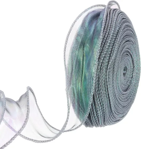 Vista 63 de MECCANIXITY Cinta de Organza Transparente con Alambre Brillante de 1 1/2" de Ancho, Cintas de Gasa Iridiscente con Brillo Pastel, 10 Yardas, Morado