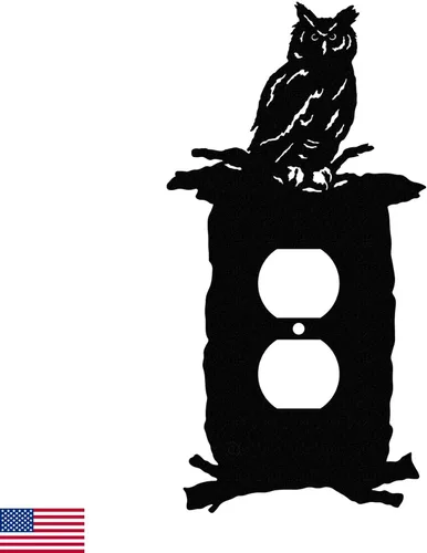Vista 8 de Owl in Woods - Placa de pared (doble basculante (GFCI), color negro
