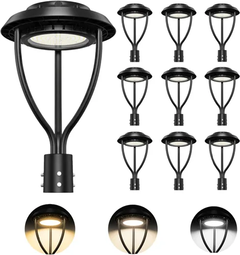 Vista 20 de Luz LED de poste de 60 W con fotocélula del anochecer al amanecer, 8400Lm 5000K luces de poste al aire libre, IP65 impermeable al aire libre