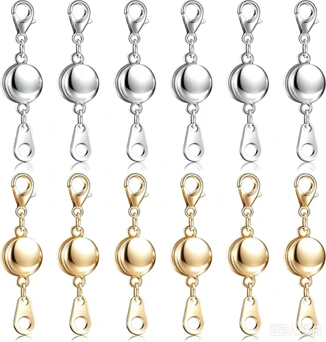 12 piezas de cierre magnético con bloqueo para joyería, cierre redondo para collar, cierres para pulsera, extensor de pulsera para fabricación de