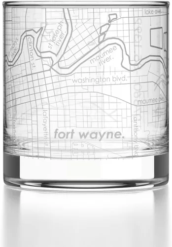 Vista 125 de Well Told Vaso de rocas grabado con mapa de Akron, Ohio, cristalería estilo antiguo (325ml, transparente) Vaso de bourbon grabado, regalos