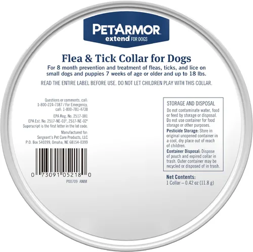 Vista 8 de PetArmor Extender el collar de tratamiento y prevención de pulgas y garrapatas para perros pequeños de hasta 18 libras, 8 meses de protección
