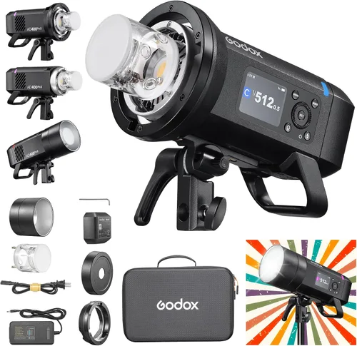 Vista 12 de Godox AD100ProII 100Ws Flash de bolsillo portátil de estudio, compatible con Canon Nikon Sony, batería de 2600mAh 360 destellos 1/8000s HSS TTL