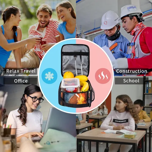 Vista 6 de American Football - Bolsa de almuerzo reutilizable, aislada, espaciosa, elegante, ecológica, adecuada para más de 6 años