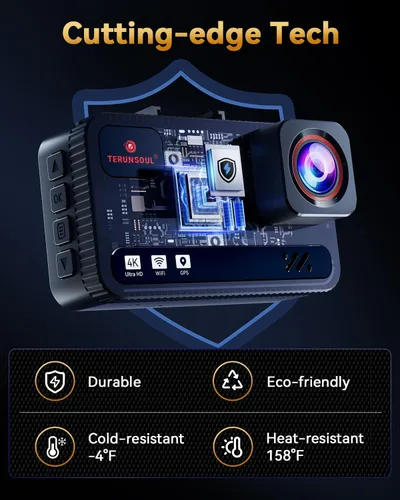 Vista 12 de Cámara de tablero frontal y trasera 4K+4K, tarjeta gratuita de 128 GB incluida, cámara WiFi de 5.8 GHz para autos, GPS integrado, sensor G, gran