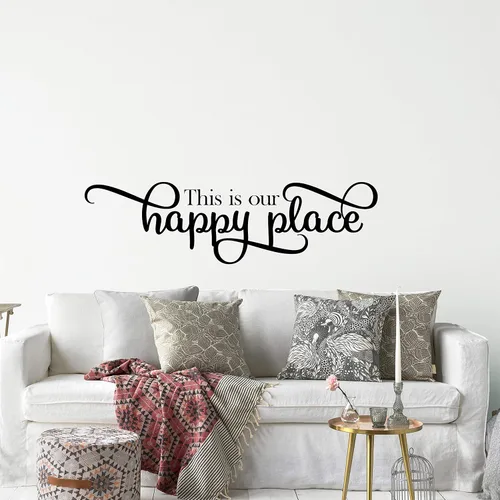 This is Our Happy Place - Calcomanía de pared para comedor, decoración familiar, letrero con cita para pared, decoración de pared, decoración de