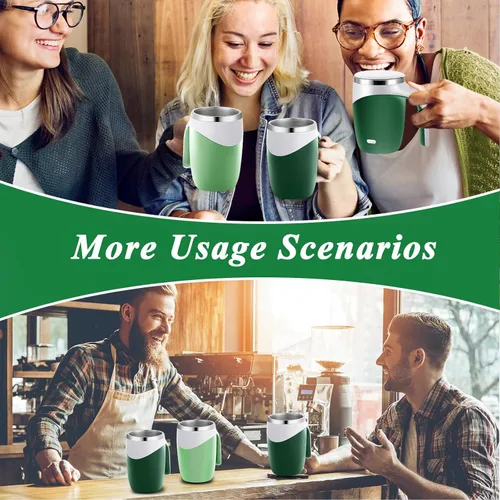 Vista 7 de Patelai 2 Piezas Taza de Café Autoagitable a Granel, Taza Autoagitable Recargable de 13.5oz Taza de Mezcla Automática de Viaje para Regalo